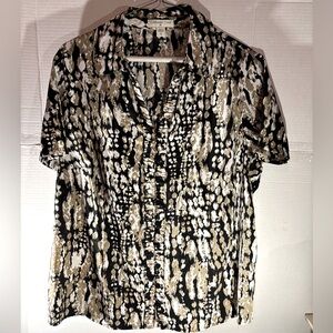 Coldwater Creek Blouse women’s 1 X button up  ruffle detail 1X top shirt